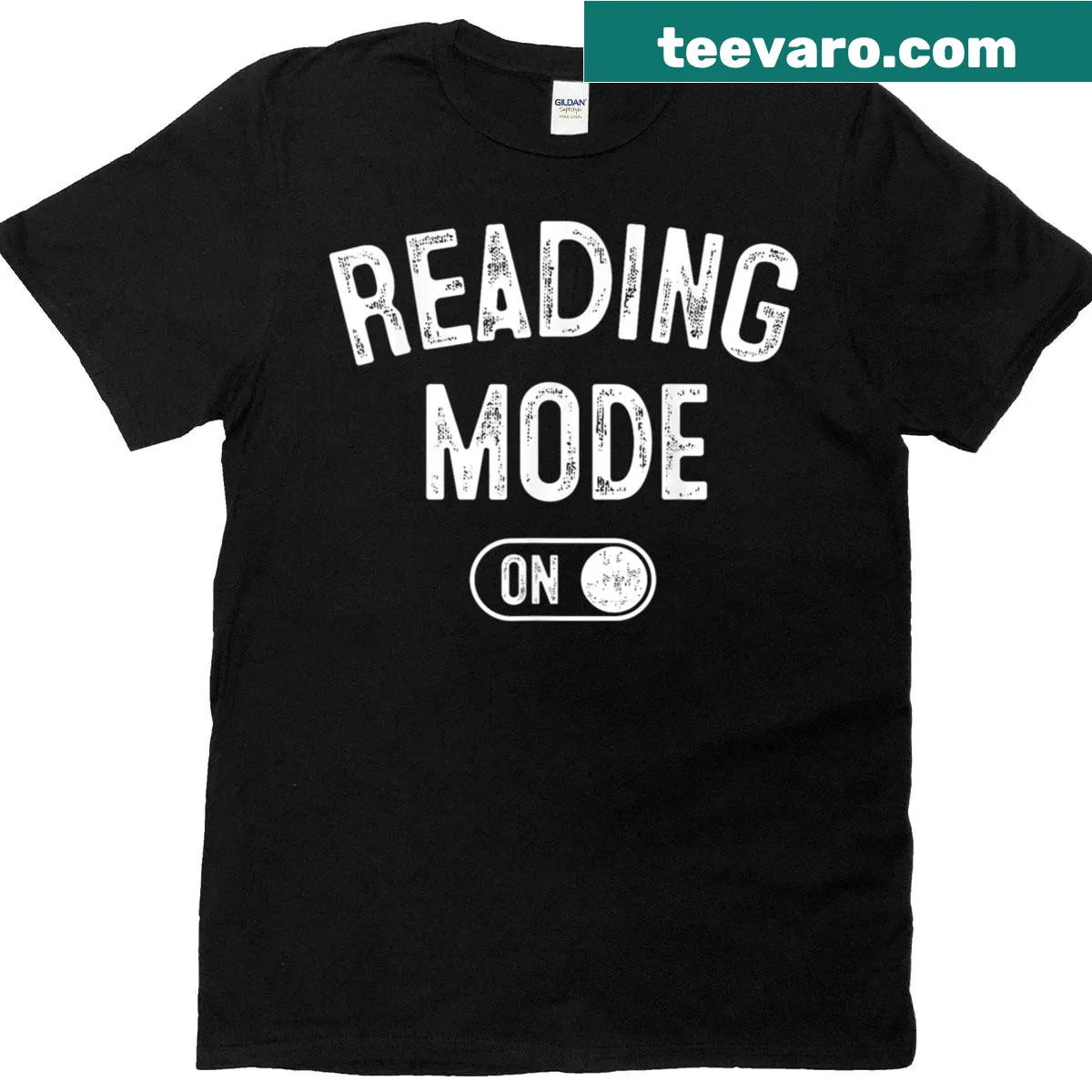 Funny T-shirt with 'Reading Mode On' slogan for book lovers — on a men's t-shirt
