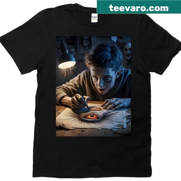 Graphic T-shirt featuring a dynamic red eye symbol