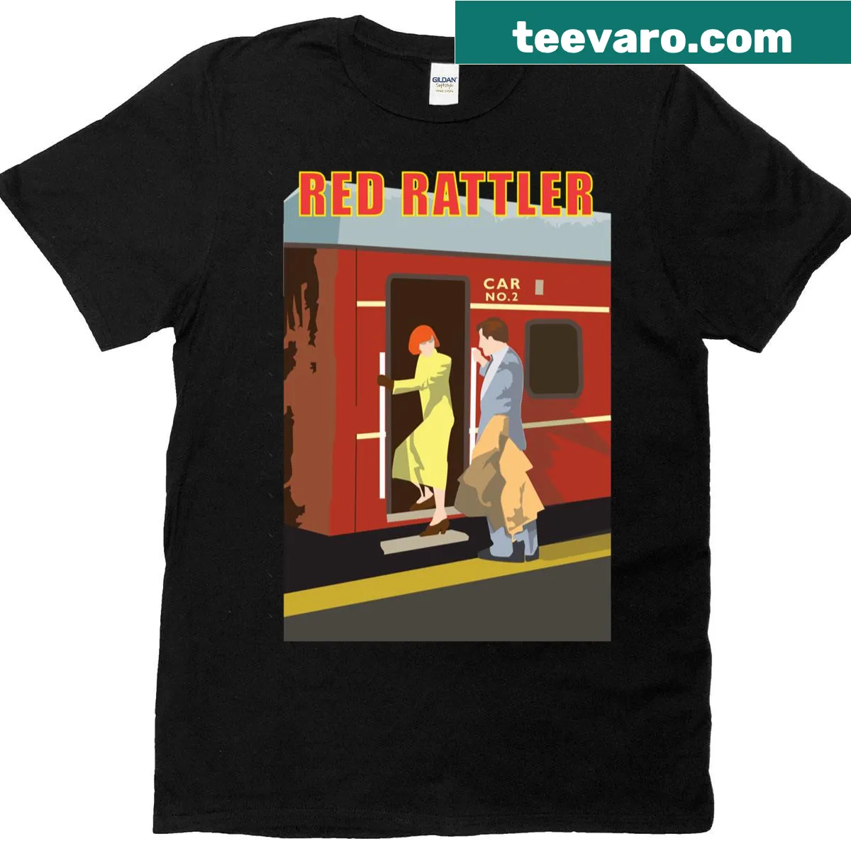 Oversized t-shirt featuring a vintage 1940s Red Rattler train design — on a men's t-shirt