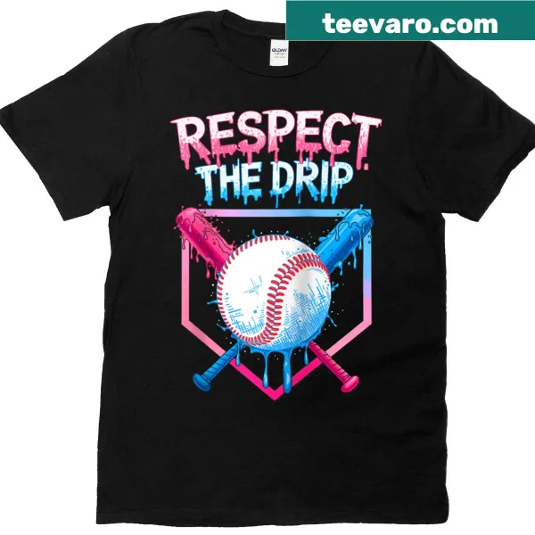 Playful raglan baseball tee with 'Respect The Drip' graphic combining baseball and ice cream themes.