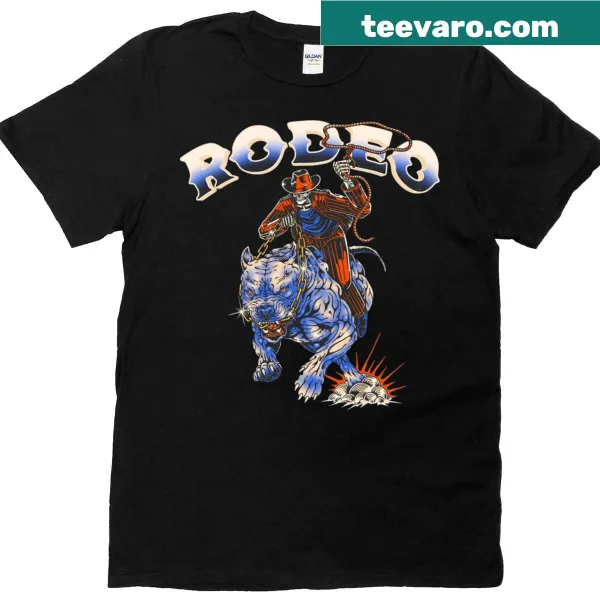 Illustrative cowboy-themed T-shirt celebrating rodeo culture