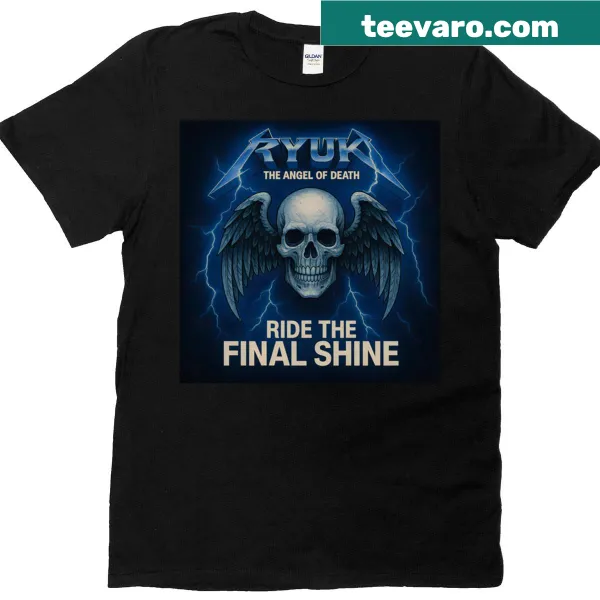 Graphic T-shirt featuring Ryuk from anime, depicting an adventurous scene