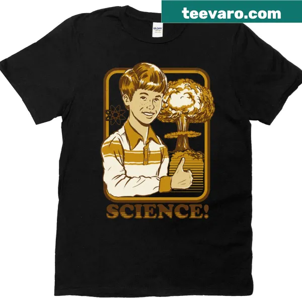 Graphic of scientific symbols on a stylish science-themed t-shirt