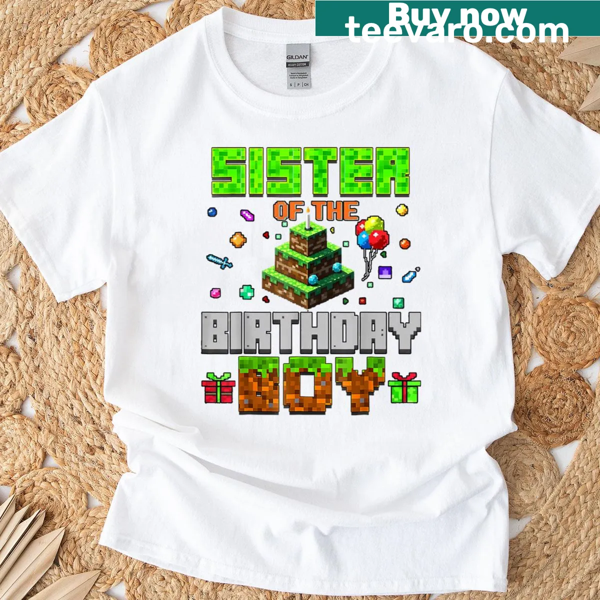 Funny text graphic for 'Sister Of The Birthday Boy' on T-shirt — on a men's t-shirt