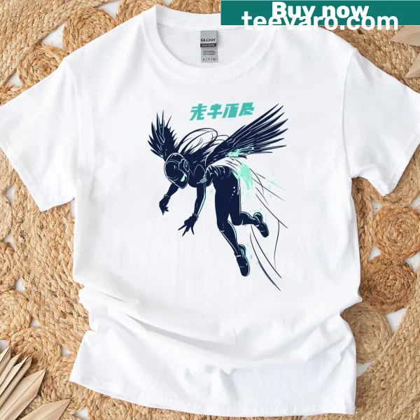 Illustration of Sonic as an angel on a t-shirt.