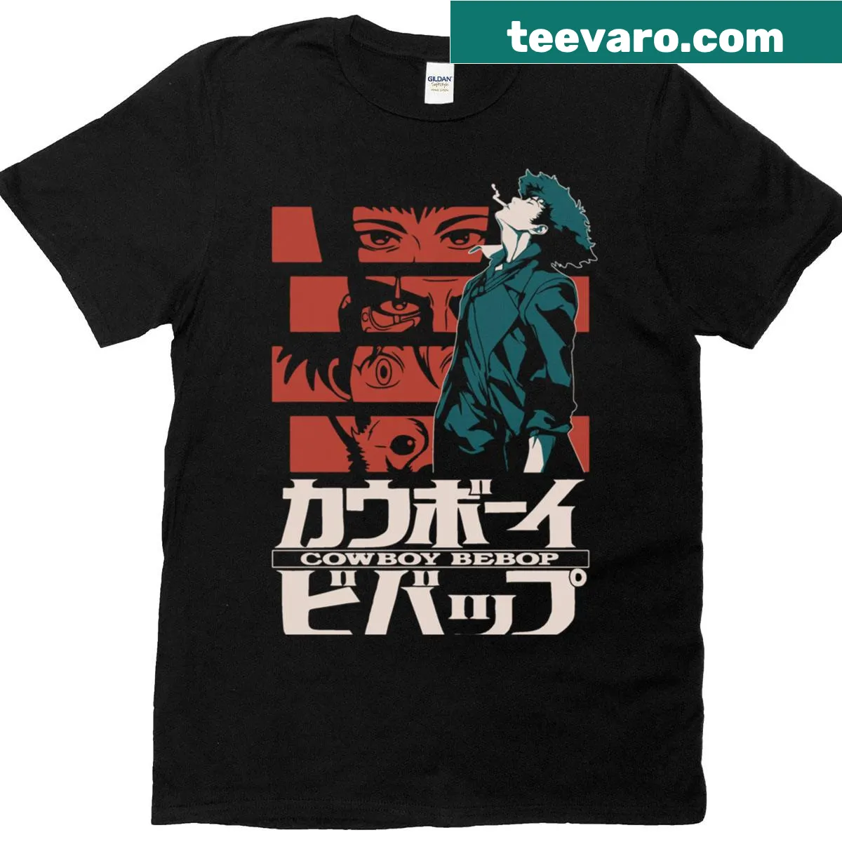 Anime characters in space western style on T-shirt — on a men's t-shirt