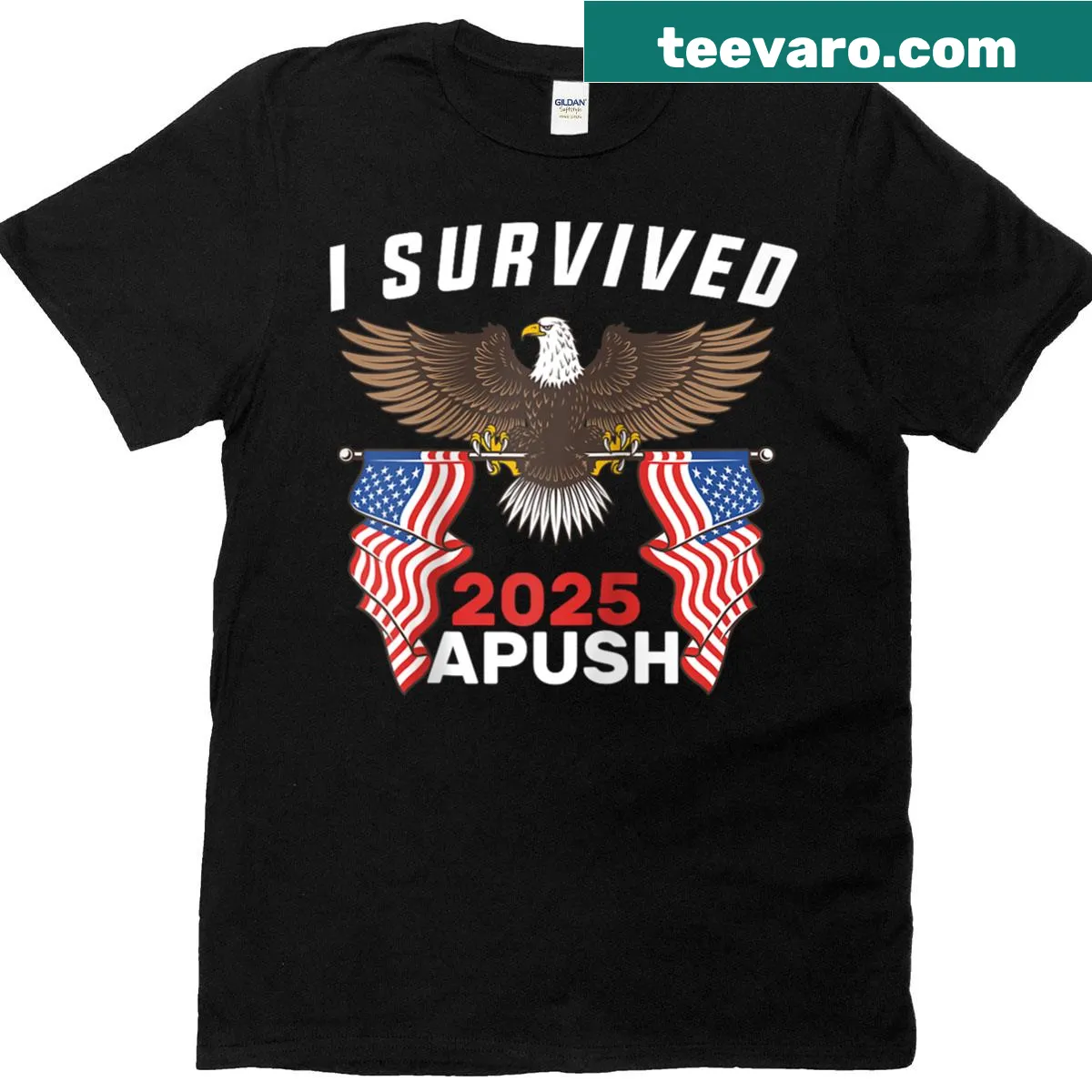 Typographic design celebrating APUSH success on a raglan t-shirt — on a men's t-shirt