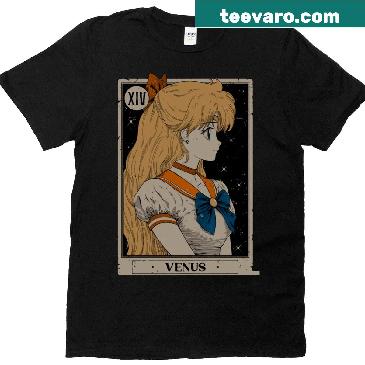 Oversized T-shirt with a Venus tarot card illustration. — on a men's t-shirt