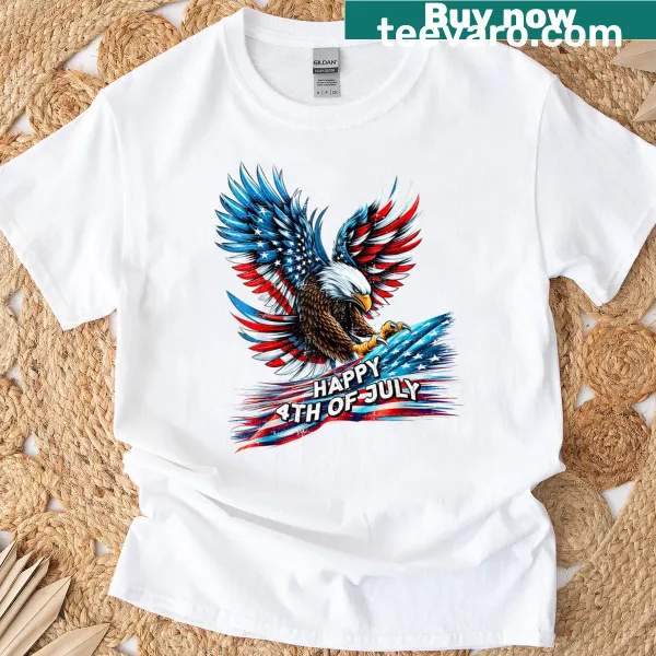 Vintage bald eagle illustration for Independence Day on a T-shirt