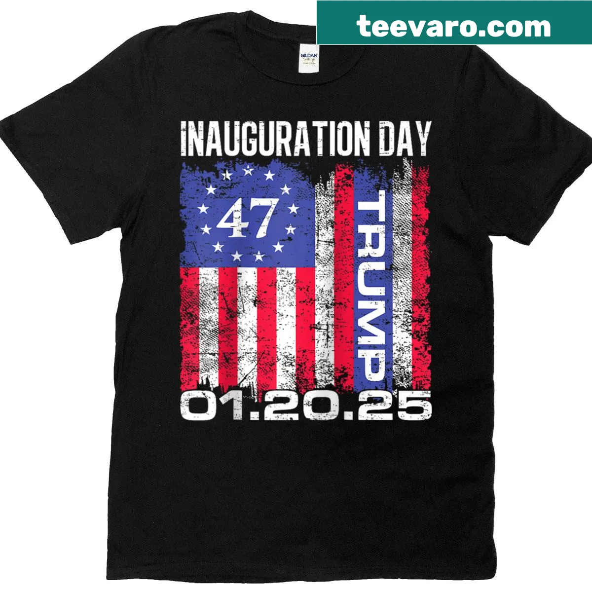 Vintage raglan tee featuring Trump Inauguration Day 2025 and USA flag design. — on a men's t-shirt