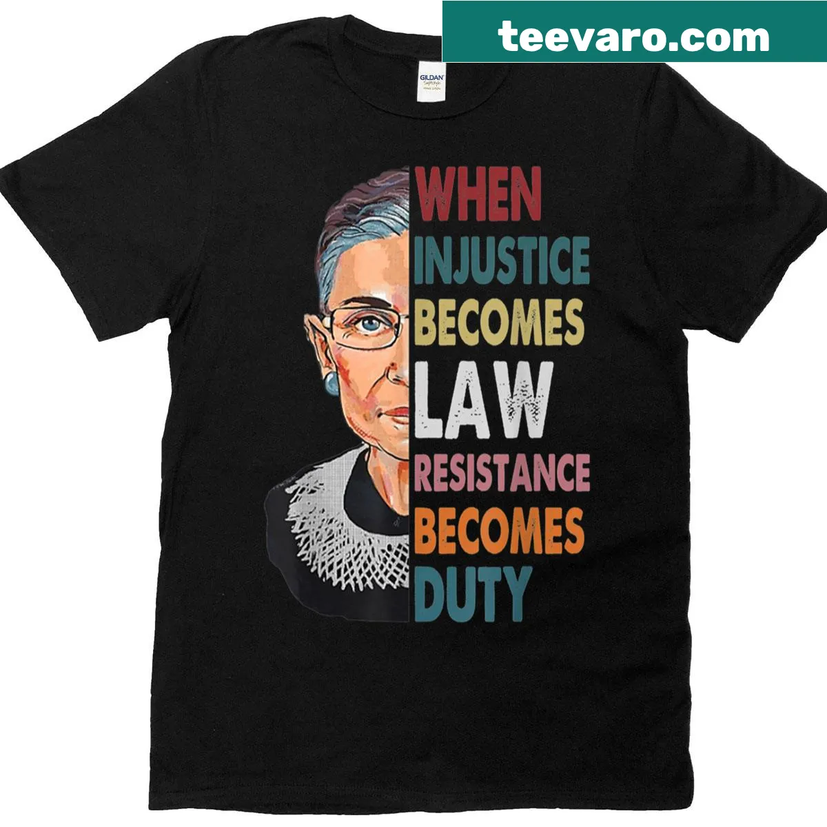 Bold T-shirt featuring the statement on injustice and resistance. — on a men's t-shirt