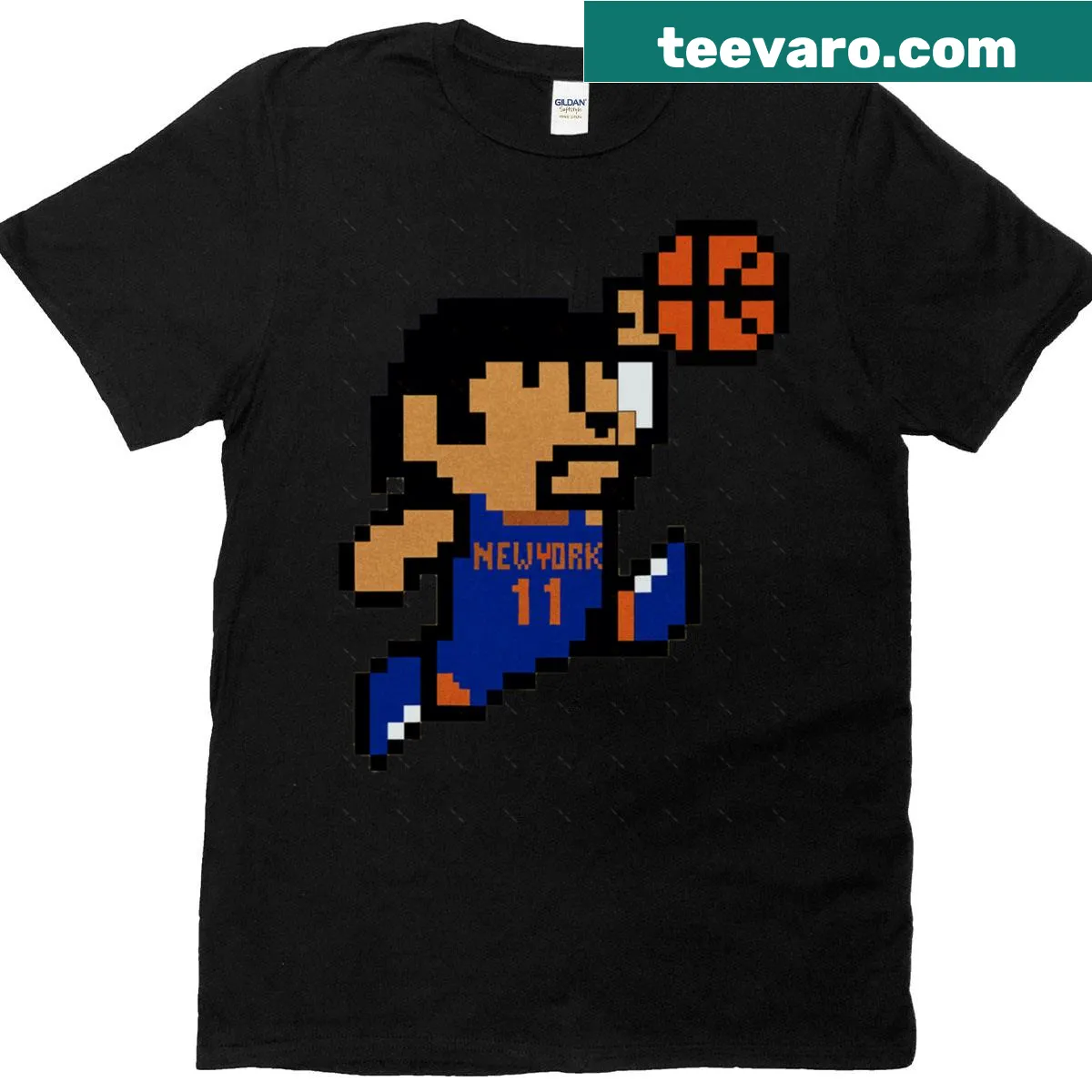 8 Bit Brunson Knicks oversized T-shirt with retro graphics — on a men's t-shirt