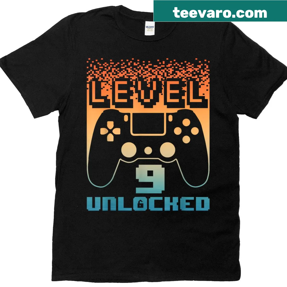 Level 9 Unlocked Gamer t-shirt for 9-year-old birthday — on a men's t-shirt