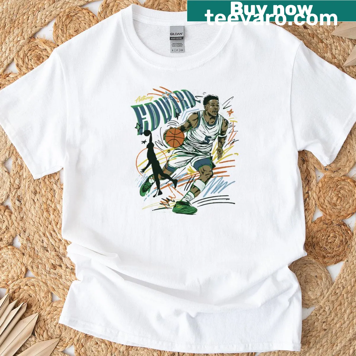 Modern Anthony Edwards shirt celebrating basketball talent — on a men's t-shirt
