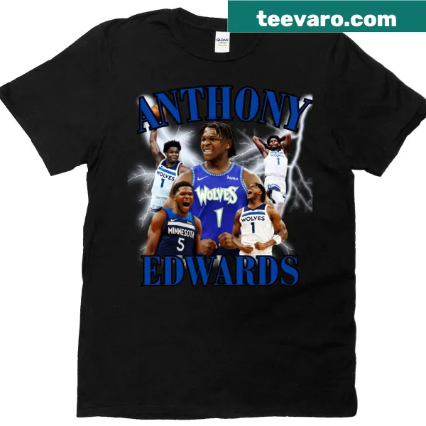 Dynamic graphic of Anthony Edwards on a sporty T-shirt