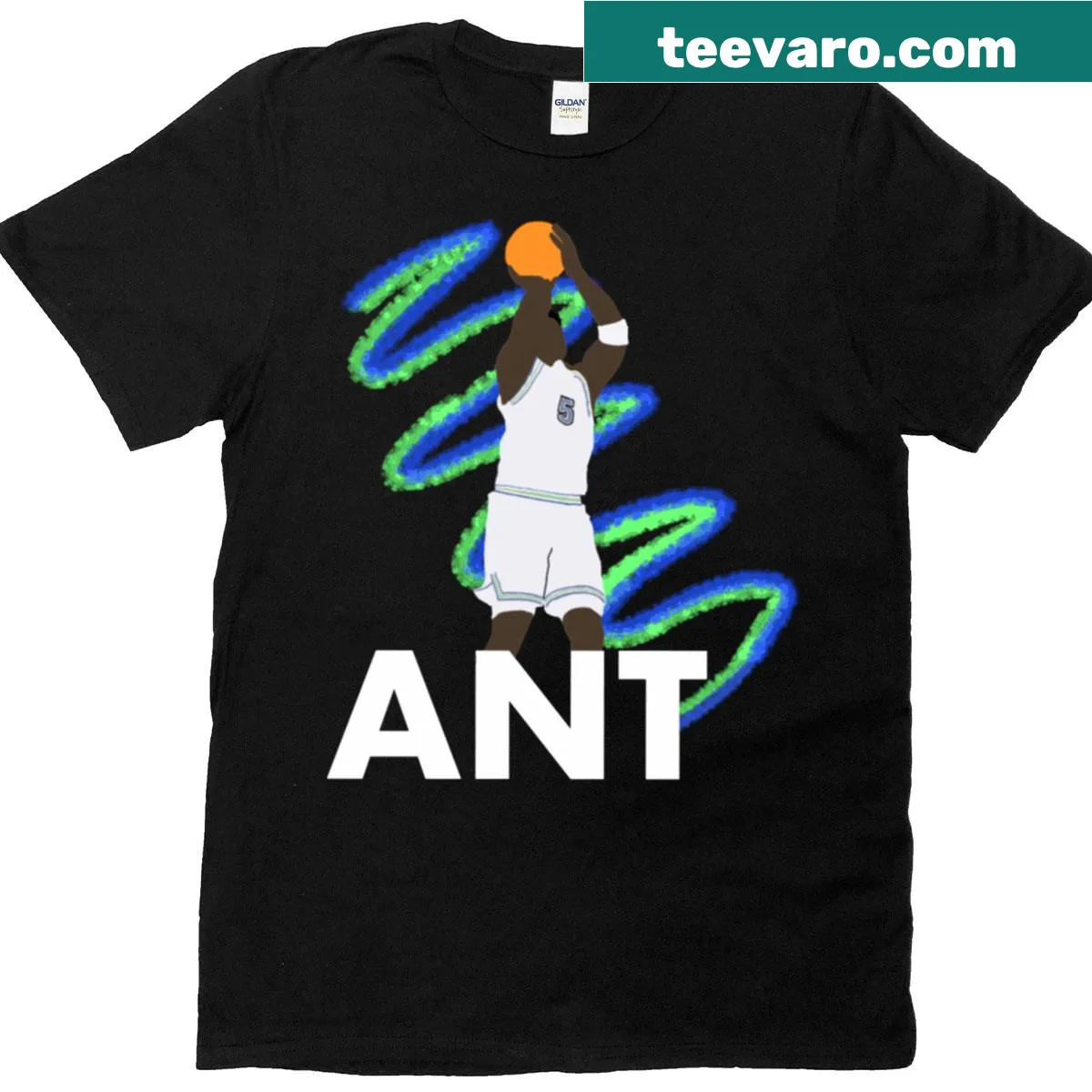 Anthony Edwards jump shot graphic on a sporty T-shirt — on a men's t-shirt