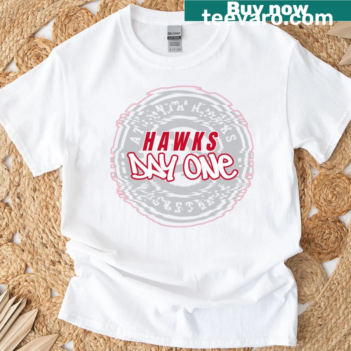 Exclusive Atlanta Hawks t-shirt with glitch logo design — on a men's t-shirt
