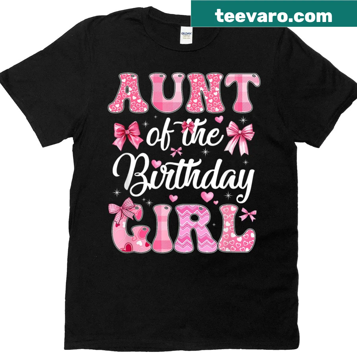 Cute design featuring a bow for the Aunt of the Birthday Girl — on a men's t-shirt