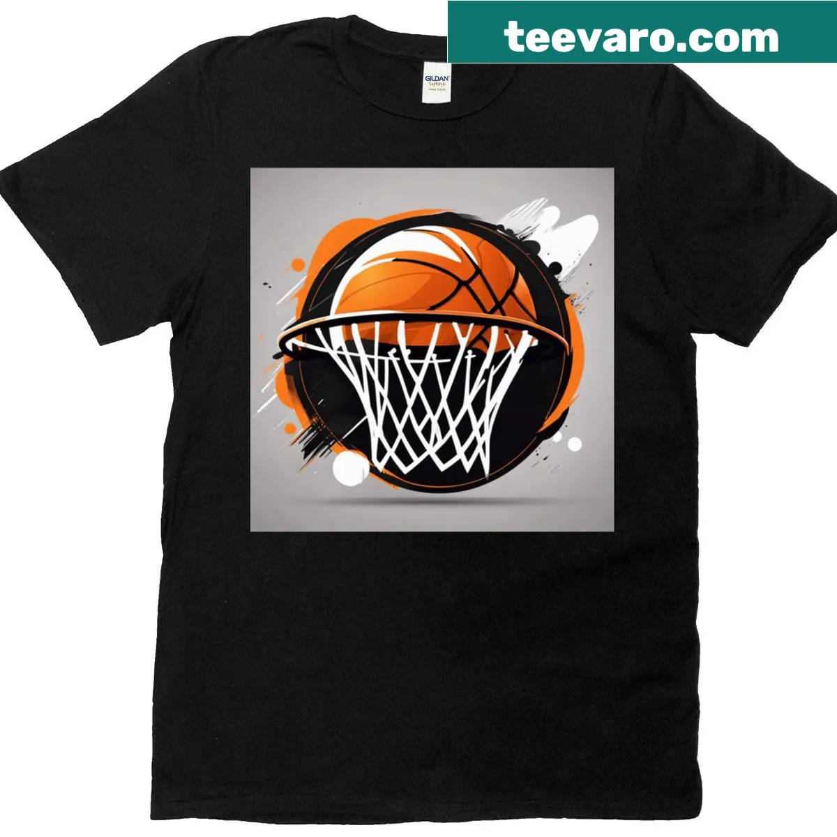 Oversized basketball-themed t-shirt with bold typography — on a men's t-shirt