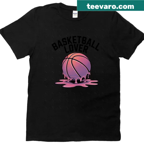 Melting basketball graphic on oversized T-shirt, humorous design
