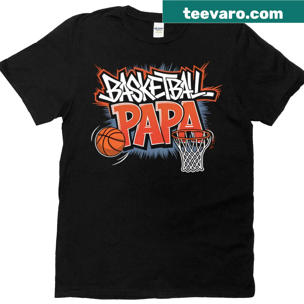 Graffiti style Basketball Papa graphic on family matching T-shirt — on a men's t-shirt