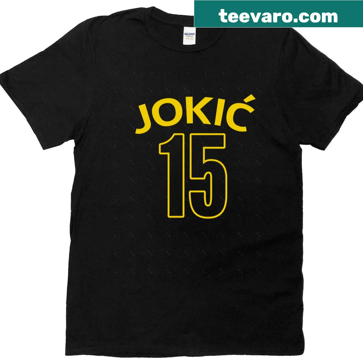 Oversized basketball t-shirt featuring player number 15 on navy background — on a men's t-shirt