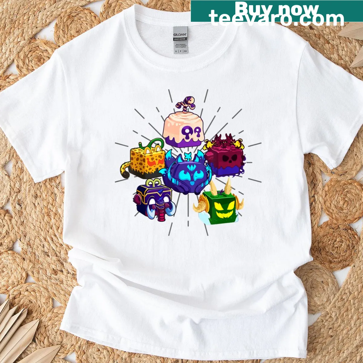 Blox Fruits pirate sword logo graphic on T-shirt — on a men's t-shirt