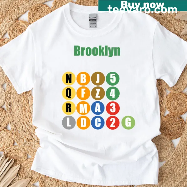 T-shirt featuring Brooklyn train lines in detailed graphic