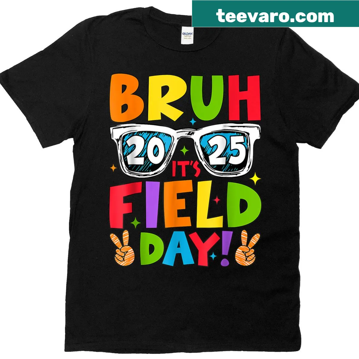 Funny T-shirt for teachers featuring cartoon design for field day — on a men's t-shirt