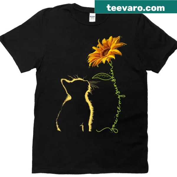 Cute cat-themed t-shirt with 'You Are My Sunshine' message