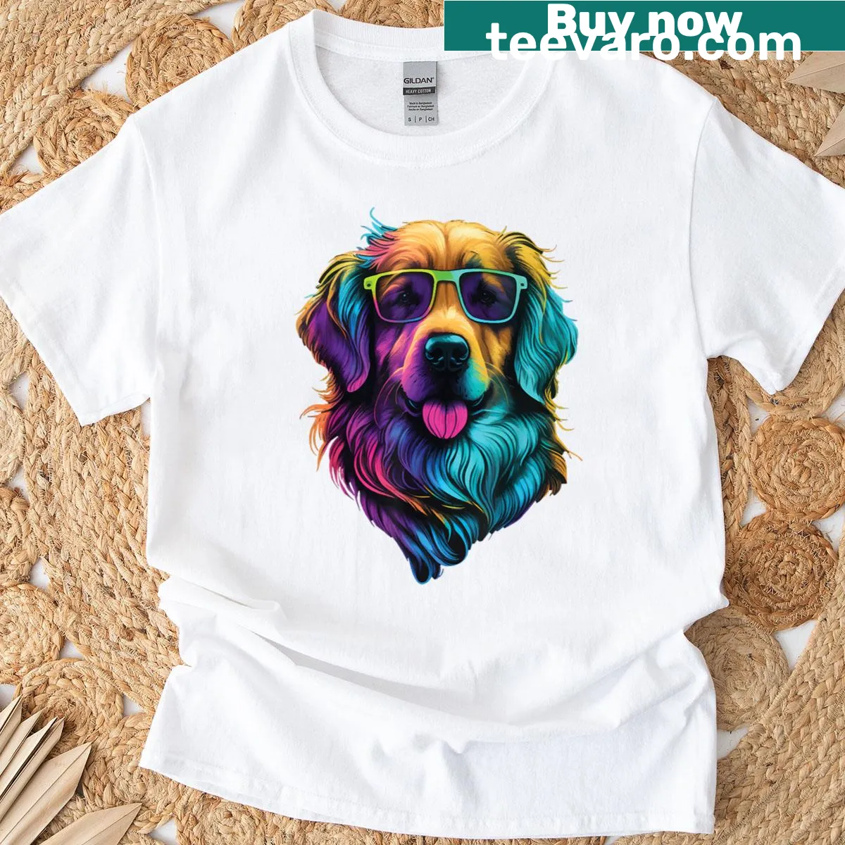 Golden Retriever art t-shirt for dog lovers — on a men's t-shirt