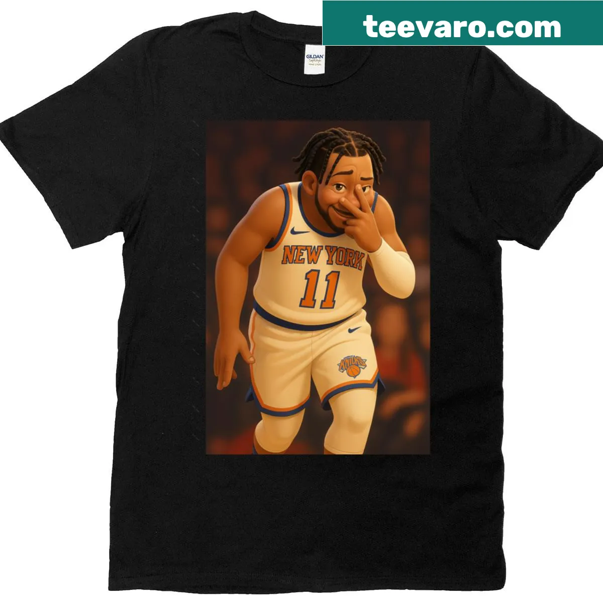 Oversized Knicks T-shirt featuring player Brunson's name — on a men's t-shirt