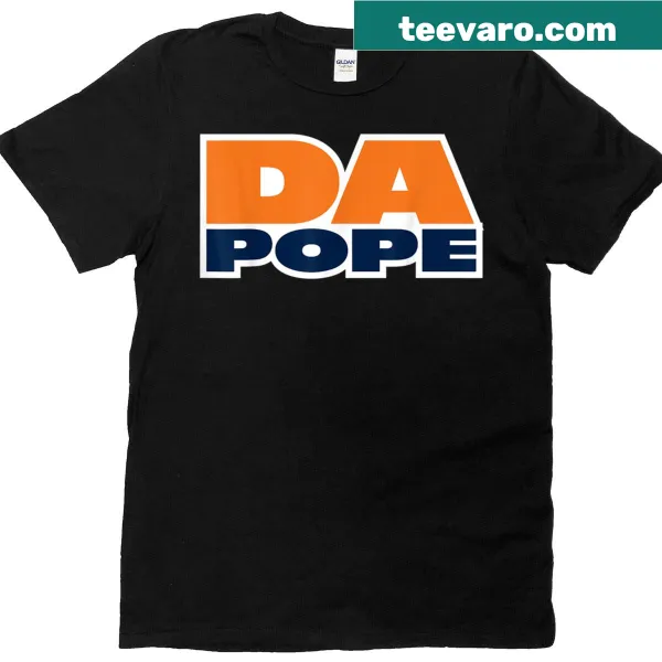 T-shirt with a letter block design honoring the Chicago Pope