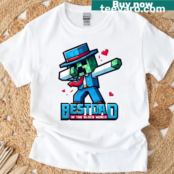 Pixelated Dadcraft Gamer t-shirt with Best Dad design
