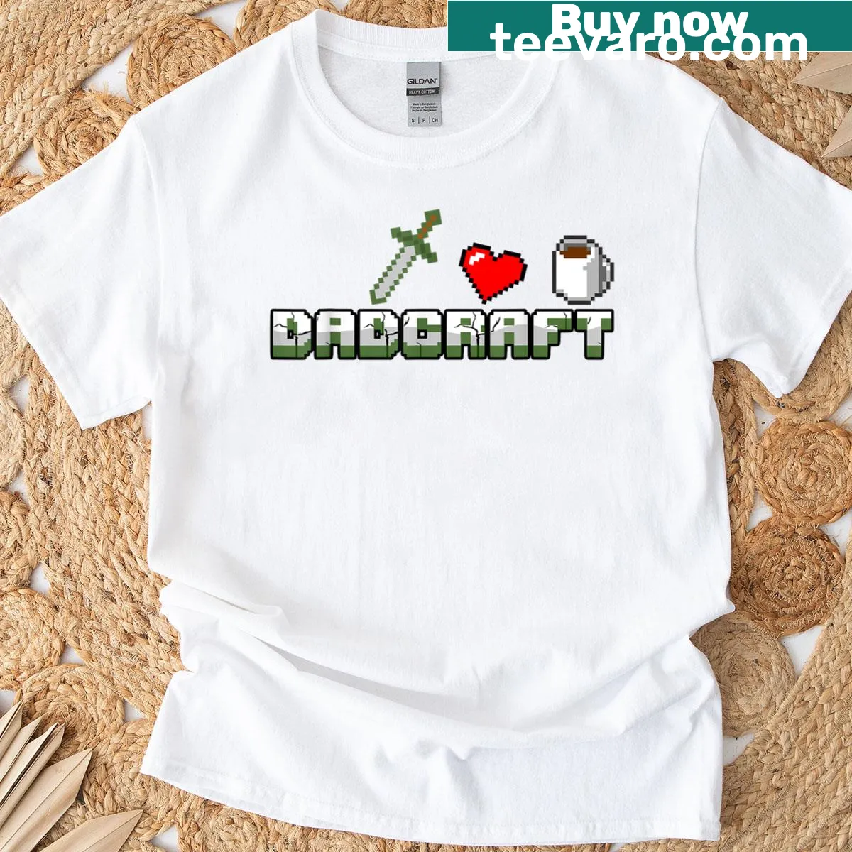 Playful pixel art T-shirt for gamer dads — on a men's t-shirt