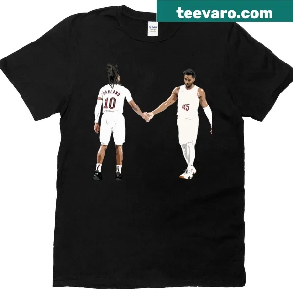 Illustrated t-shirt featuring Donovan Mitchell and Darius Garland in action