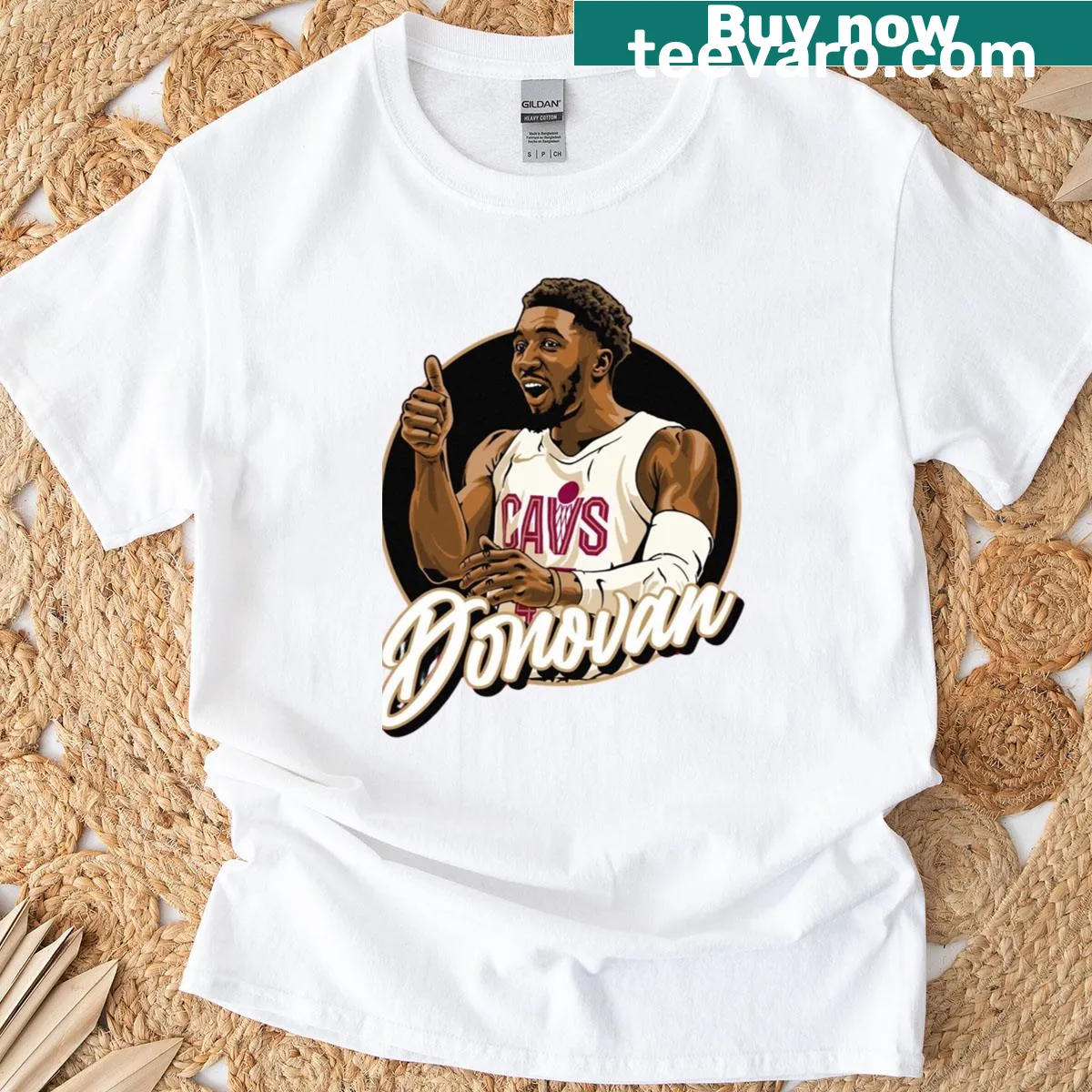 Donovan Mitchell graphic on a Cleveland Cavaliers T-shirt — on a men's t-shirt