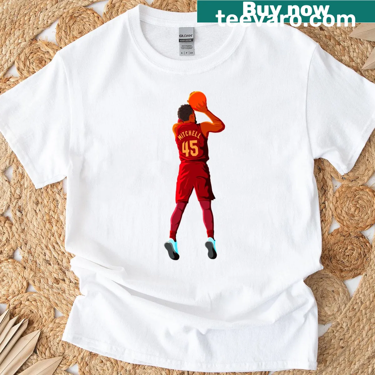 Cleveland Cavaliers Donovan Mitchell graphic T-shirt for basketball fans. — on a men's t-shirt