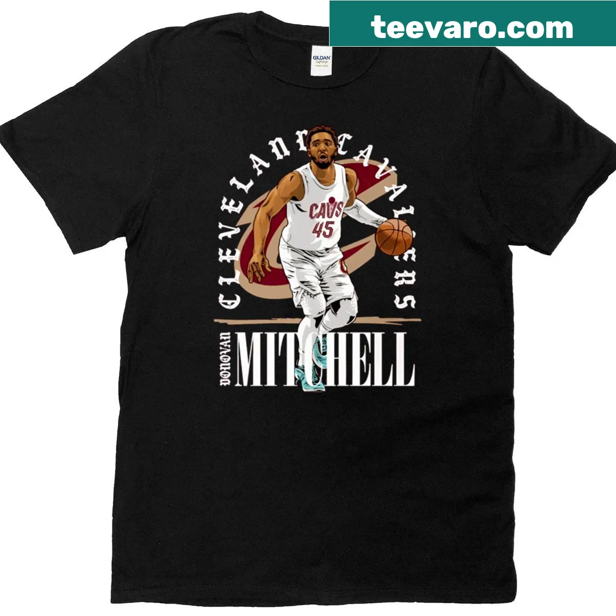 T-shirt featuring Donovan Mitchell design — on a men's t-shirt