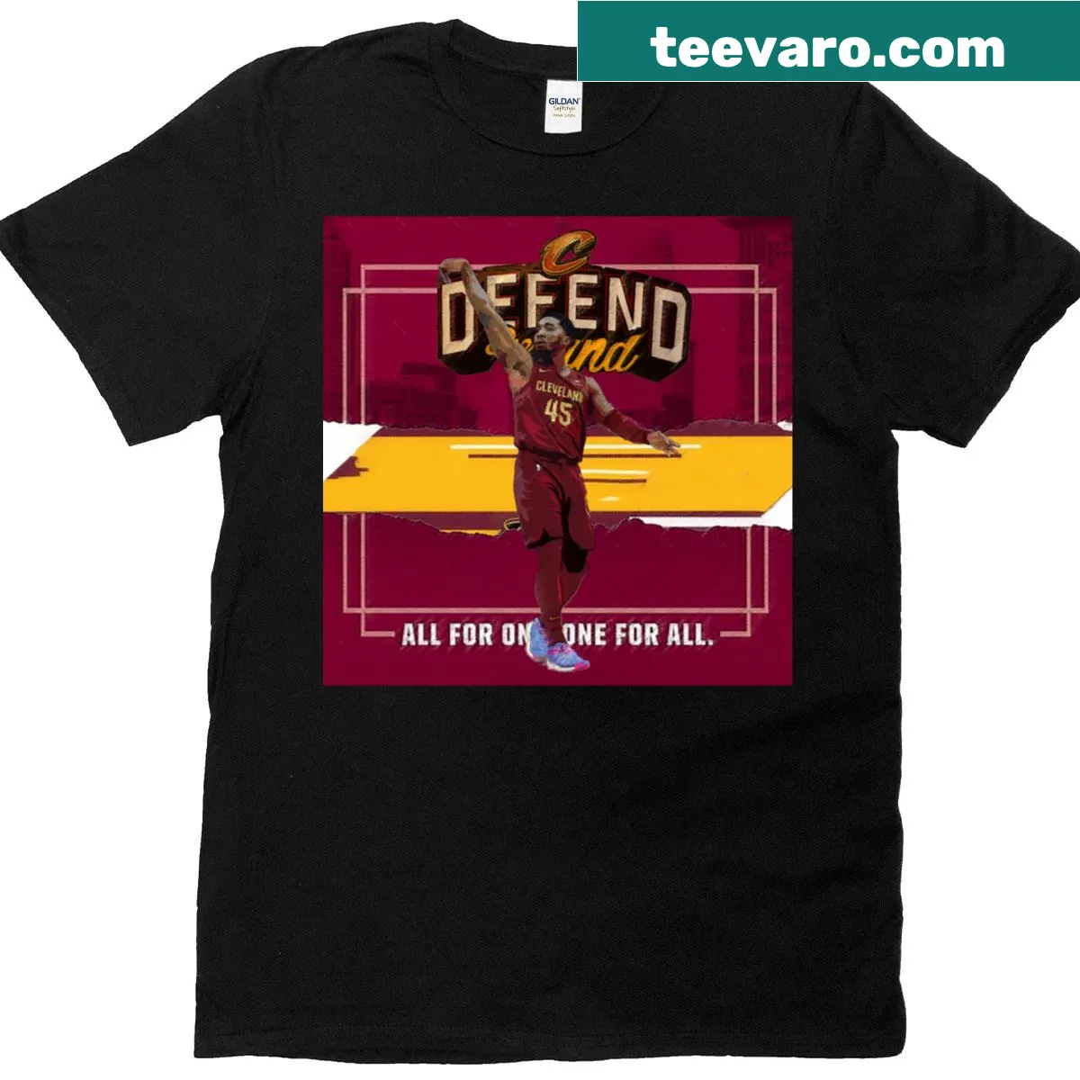 Cleveland Cavaliers Donovan Mitchell T-shirt with a bold player graphic — on a men's t-shirt