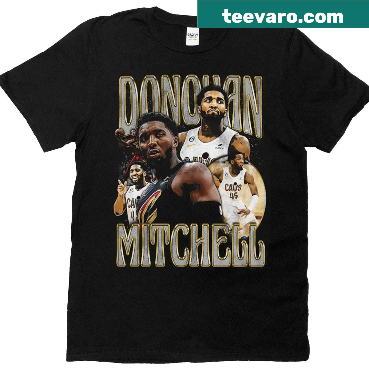 Retro-style Donovan Mitchell T-shirt with vintage design — on a men's t-shirt