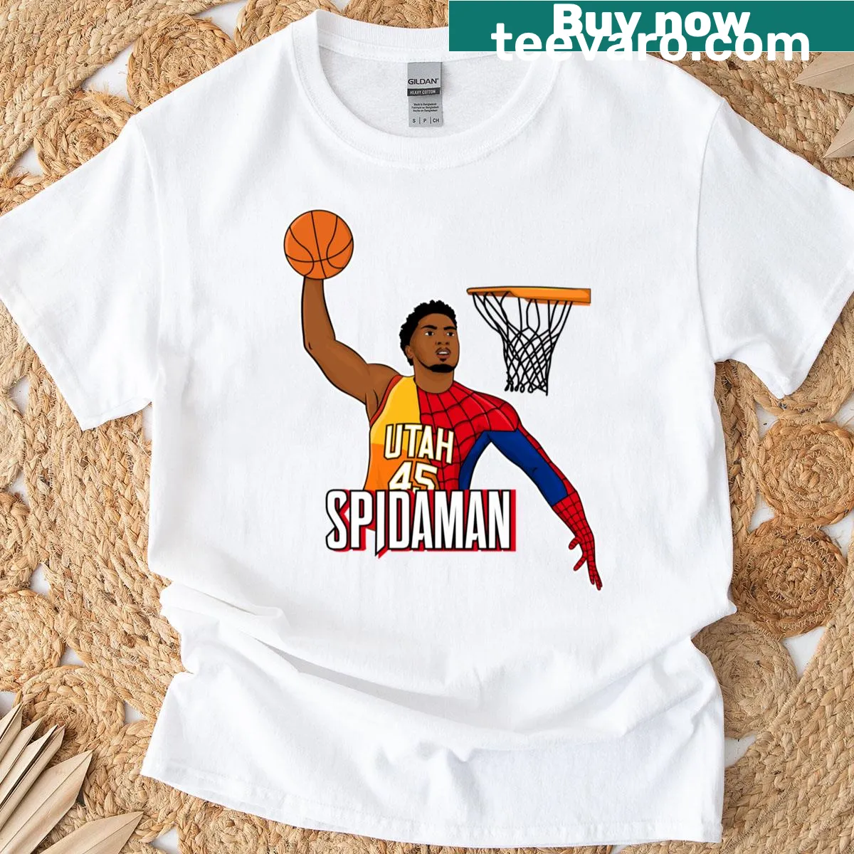 Illustration of Donovan Mitchell on a sports T-shirt — on a men's t-shirt