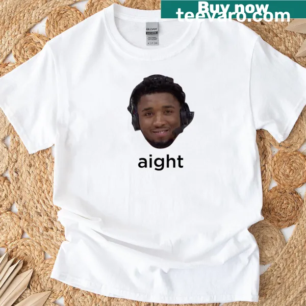 Typographic t-shirt featuring Donovan Mitchell and the word Aight.