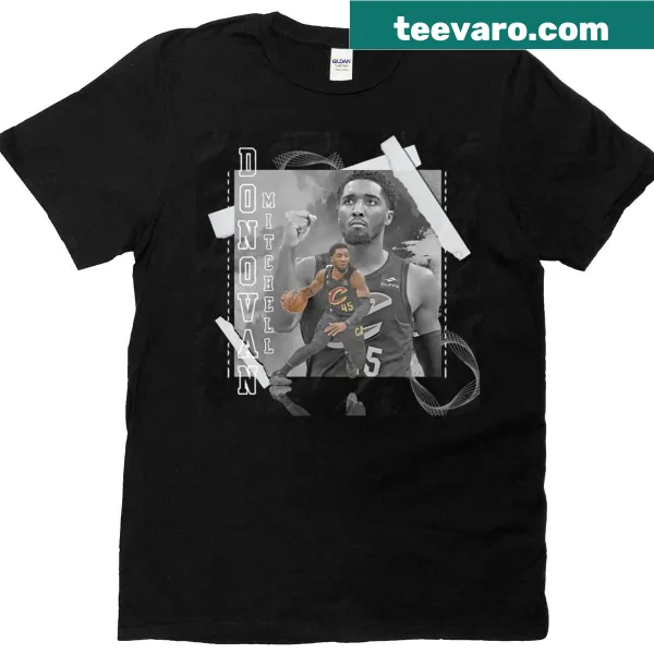 Artistic paper-style Donovan Mitchell Cavaliers T-shirt design