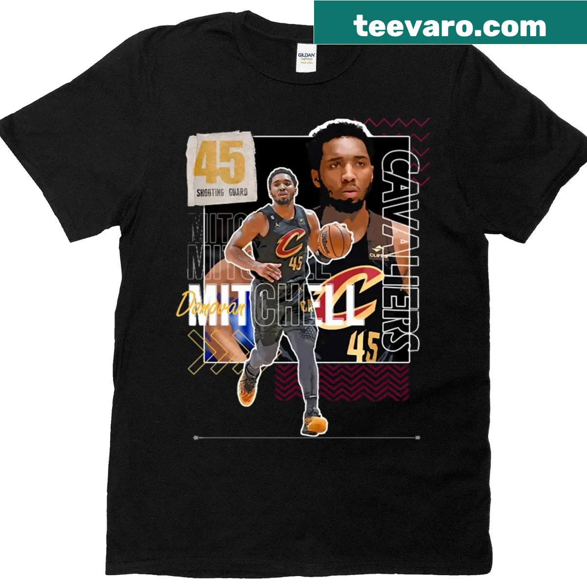 T-shirt featuring Donovan Mitchell's number 6 in a unique design — on a men's t-shirt