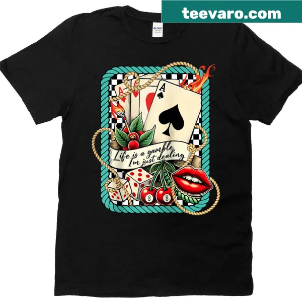 Raglan tee featuring a cherry 8 ball graphic for card game enthusiasts