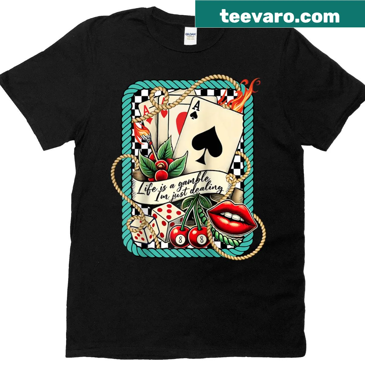 Raglan tee featuring a cherry 8 ball graphic for card game enthusiasts — on a men's t-shirt