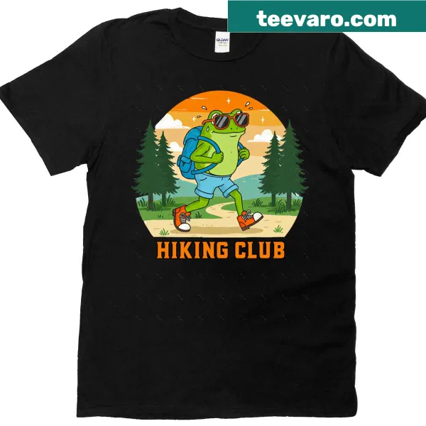 Oversized hiking T-shirt with playful cartoon frog graphic