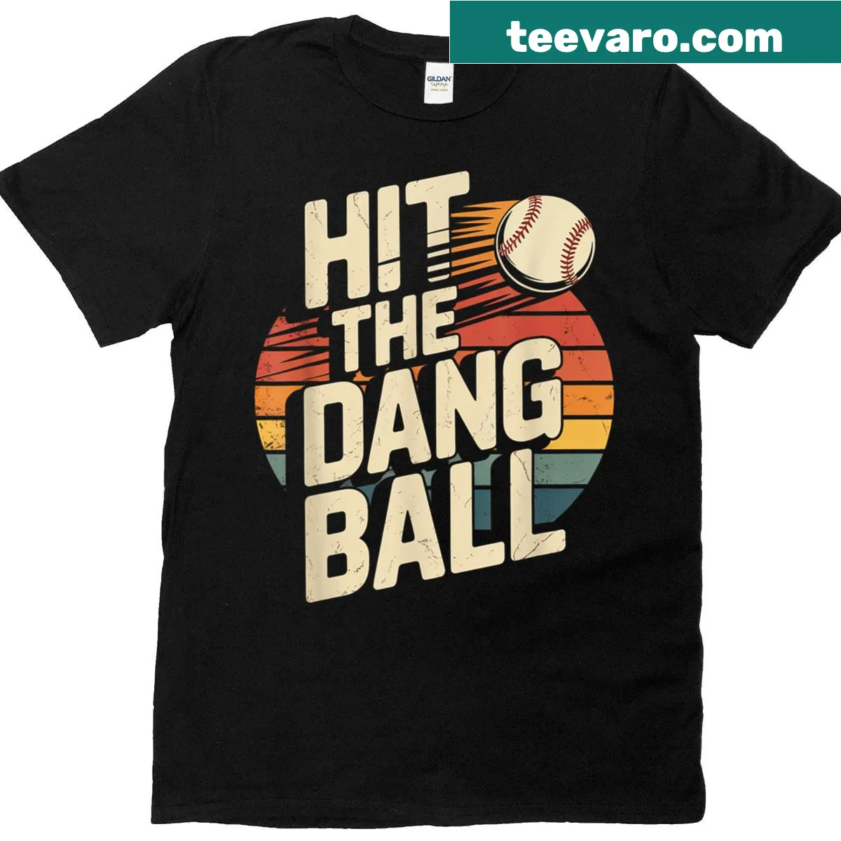 Retro baseball-themed t-shirt with humorous phrase about hitting the ball — on a men's t-shirt