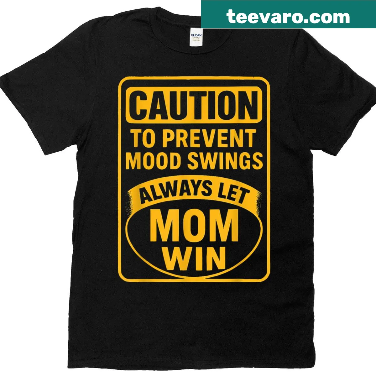 T-shirt with humorous quote about letting Mom win games — on a men's t-shirt